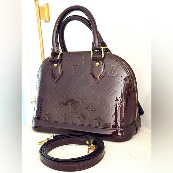 Louis Vuitton Handbags - LOUIS VUITTON Alma BB Vernis Amarante Patent Leather Satchel w Strap EUC